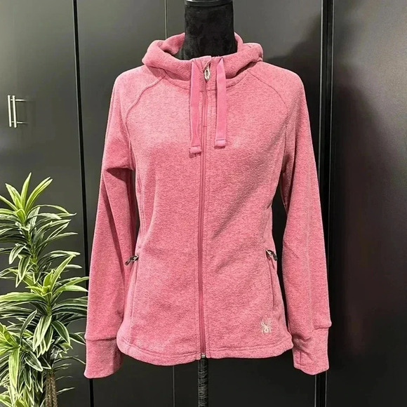 SPYDER Full Zip Hoodie,fitted,hip pockets, thumb hole,rose wine heather